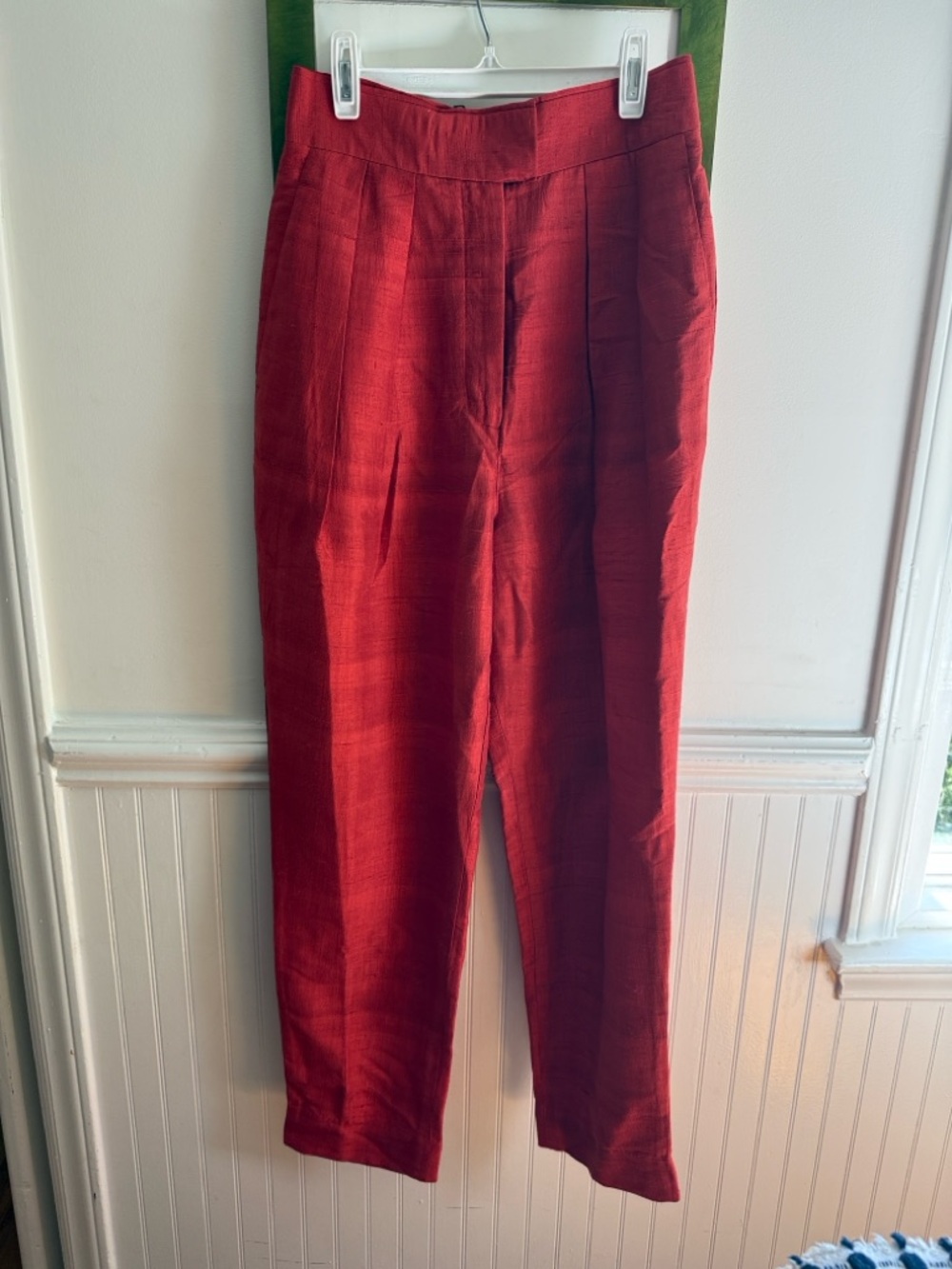 Julia Amory Cropped Dupioni Silk Pants in rust - Picture 3 of 7